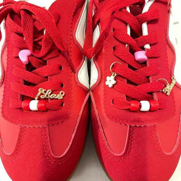 Red Madden Girl Sneakers with Shoelace Charms - Picture 7 of 9